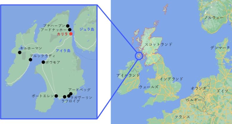 カリラ蒸留所地図