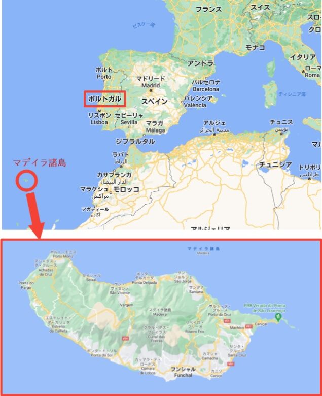 マデイラ島地図