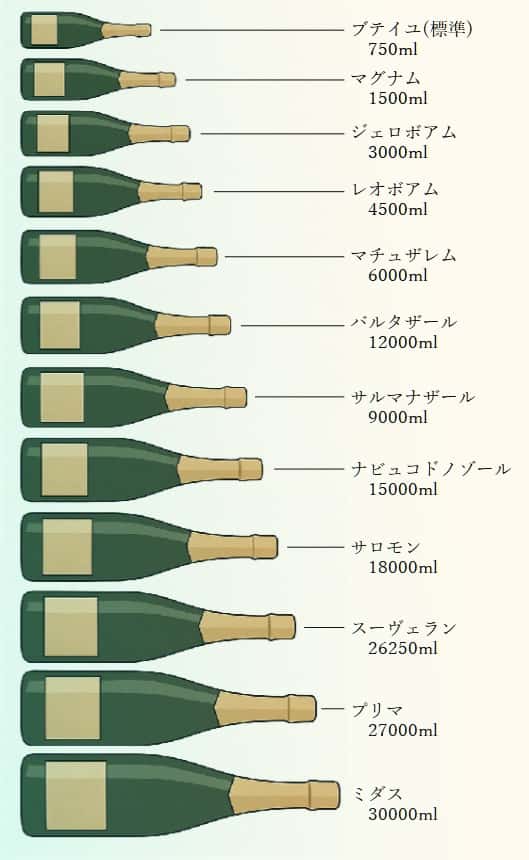 ボトルサイズ一覧