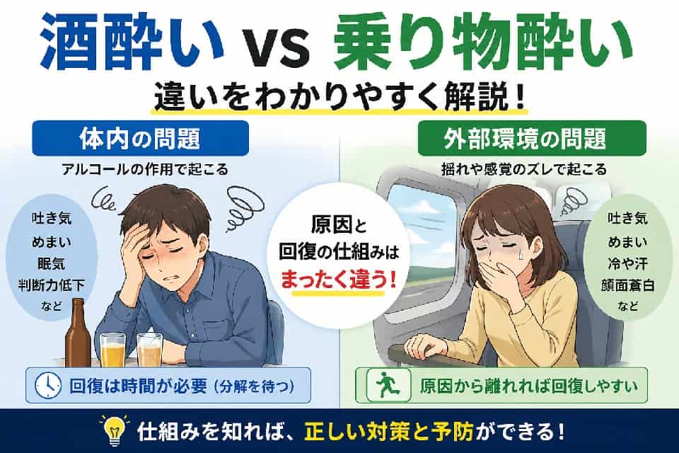 酒酔いと乗り物酔い